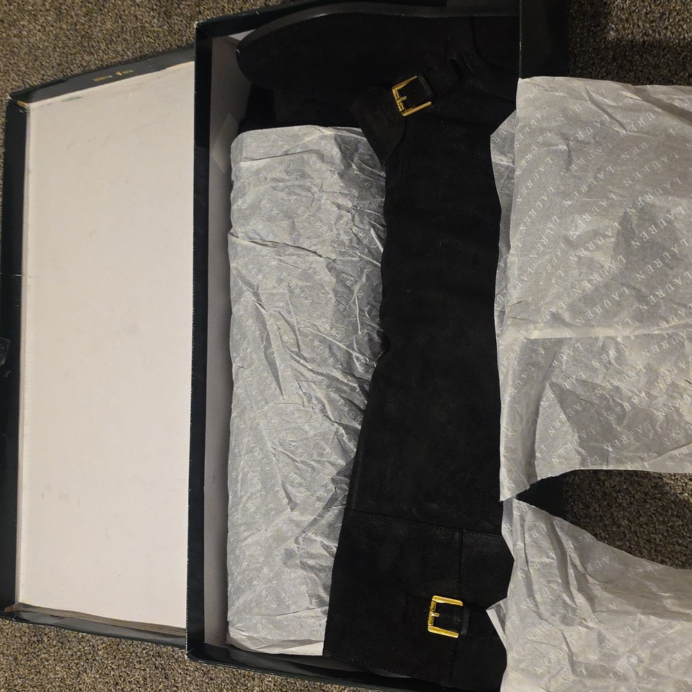 Pre-owned Above The Knee Ralph Lauren Suede Boots Sz 10m - Picture 2 of 14
